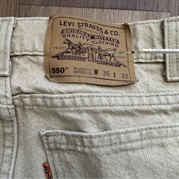 Vintage Levi's Orange Tabs Men's Green and Tan Jeans 36x32 - Picture 4 of 7